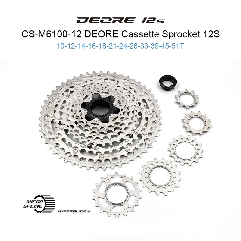 SHIMAN0 DEORE M6100 12V Groupset Mountain Bike M6100 Rear Derailleur+SL M6100 MS 51T HG 46/50/52T Flywheel KMC X12 12S Kit