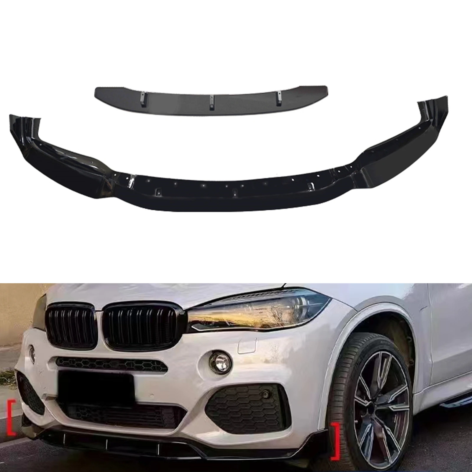 Front Lower Lip Cover Spoiler Trim For BMW X6 F16 M Sport 2015-2018