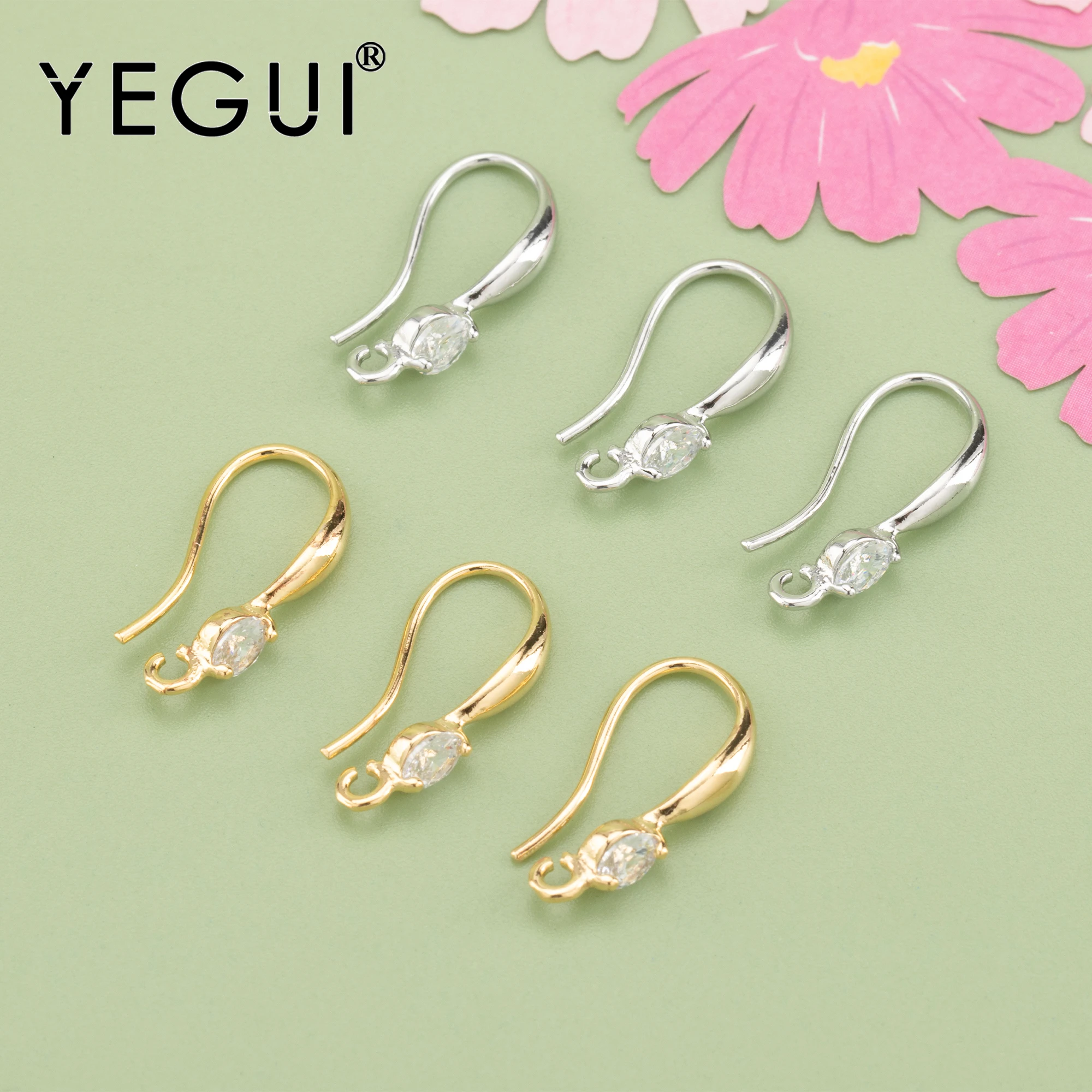 

YEGUI M926,jewelry accessories,18k gold plated,copper metal,rhodium plated,zircons,charms,diy earrings,jewelry making findings