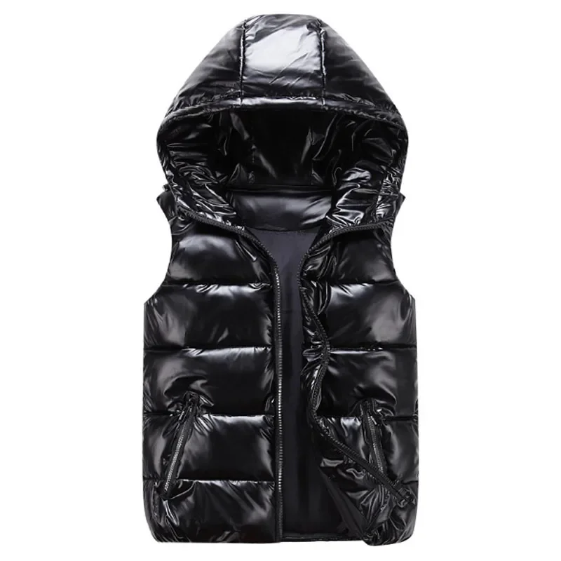 Vest for Boy Children Hooded Warm Outerwear Kids Glossy Coat Baby Girl Sleeveless Jacket Winter Down Padded Waterproof Waistcoat