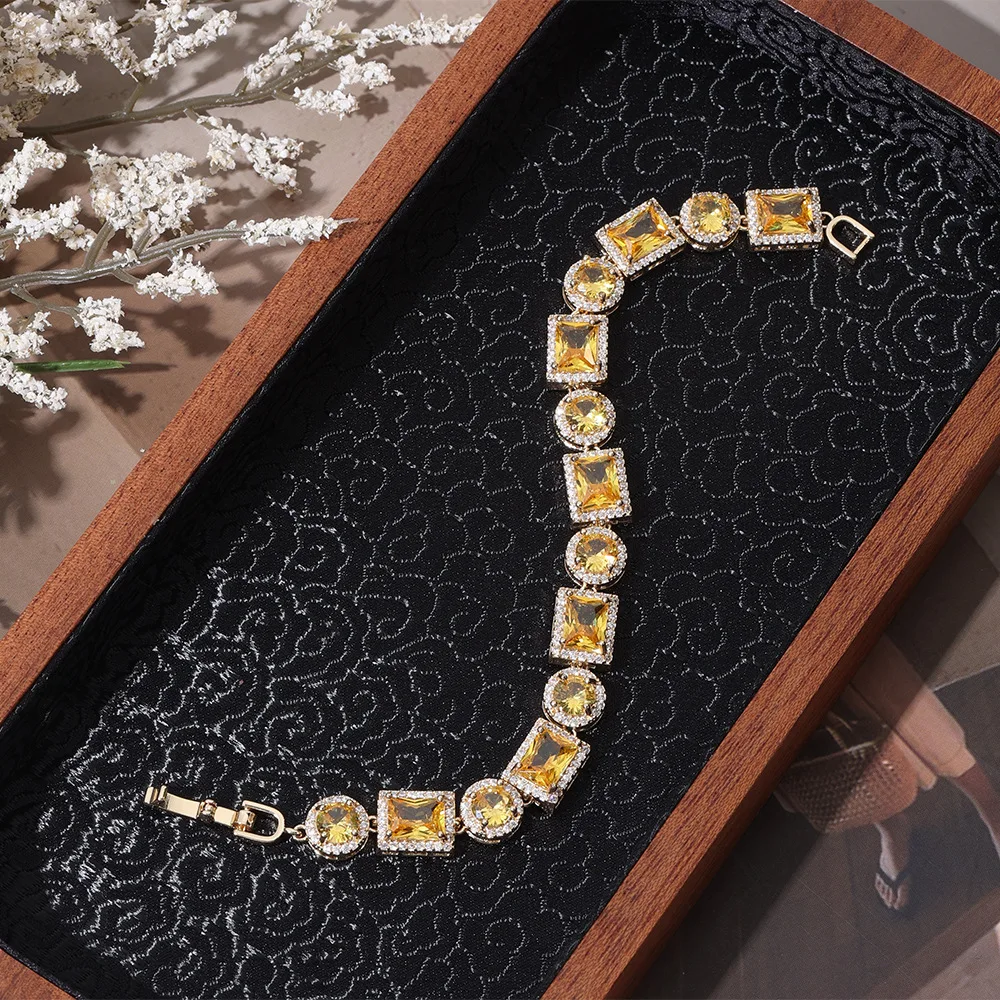 Solid Copper Gold Plated Bracelet Micro-Pavé Zirconia Vintage Chain Minimalist Dainty Jewelry for Women Africa bracelet femme