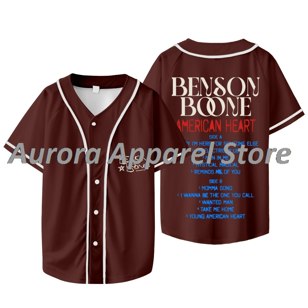 

Бейсбольная куртка Benson Boone American Heart Tracklist, футболка для женщин и мужчин, футболки с v-образным вырезом и короткими рукавами