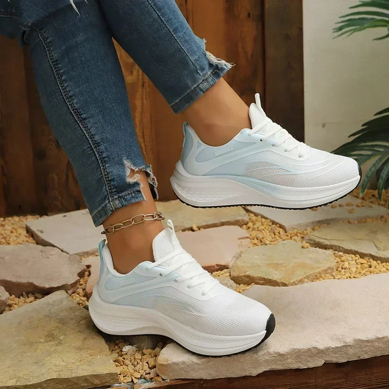 *Hot Selling Summer Mesh Breathable Round Toe Flat Shoes Newly Arrived Stylish Elegant Lightweight Casual Women's Sports Shoes