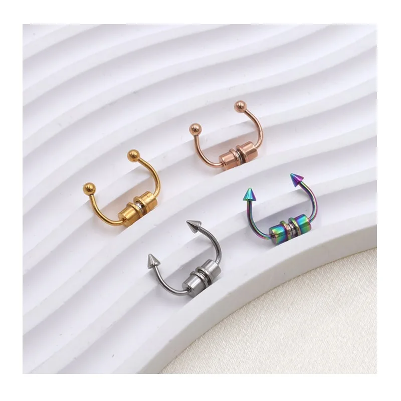 Hot-selling Magnet Nose Ring Non-perforated Magnetic Magnetic Nose Stud Nose Clip Nose Ring Stainless Steel Nose Ring view 2