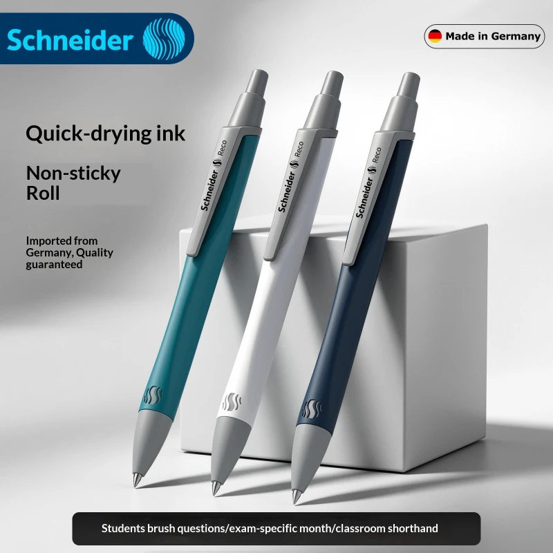 Schneider Reco Quick Dry Gel Pen,Retractable Soft Grip Rollerball,0.5mm Black Fine Point Ideal For Exam,Office&Student Writing