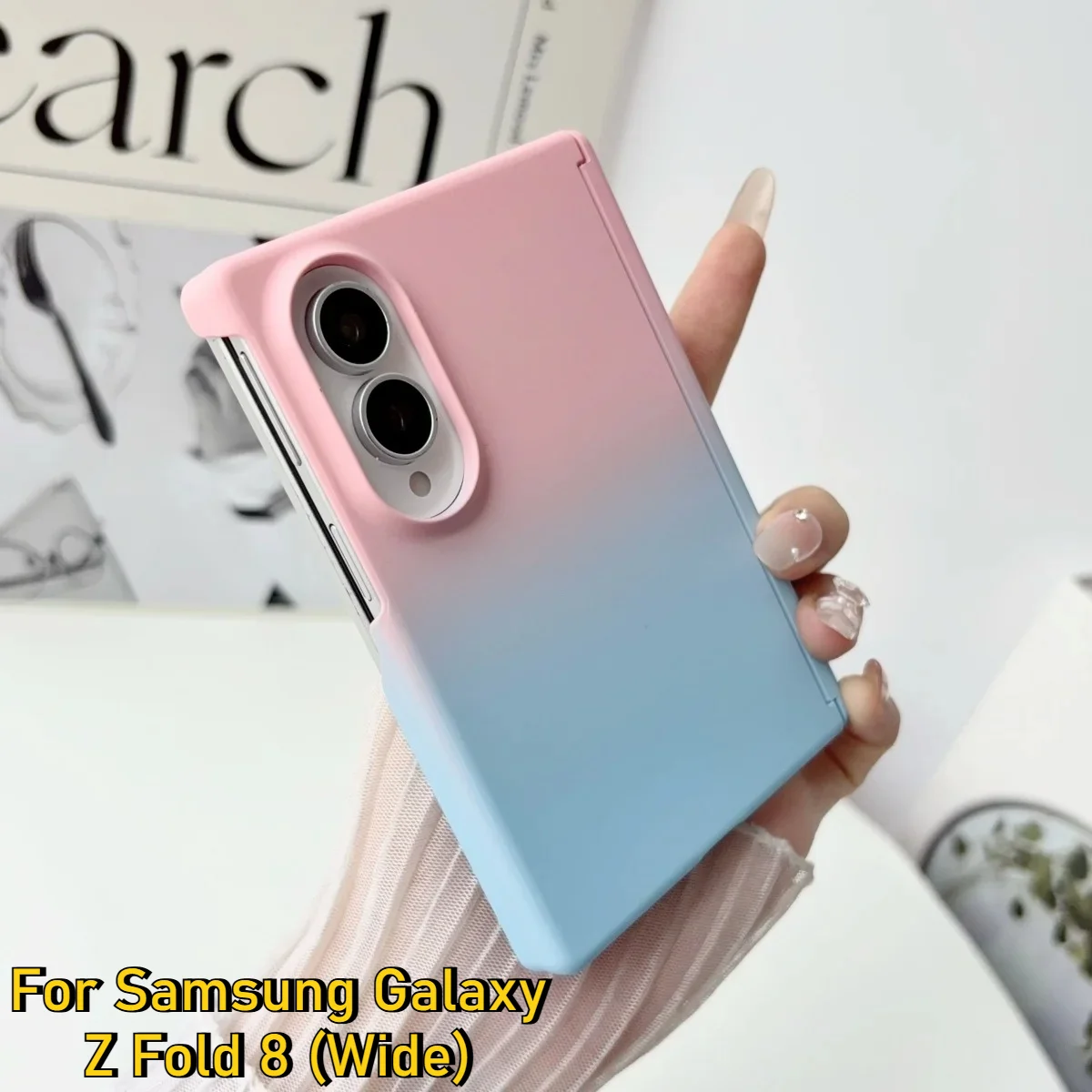 New Gradient Color Hinge Protection Phone Case for Samsung Galaxy Z Fold 8 (Wide) Skin Feel Lightweight Hard PC Shockproof Cover