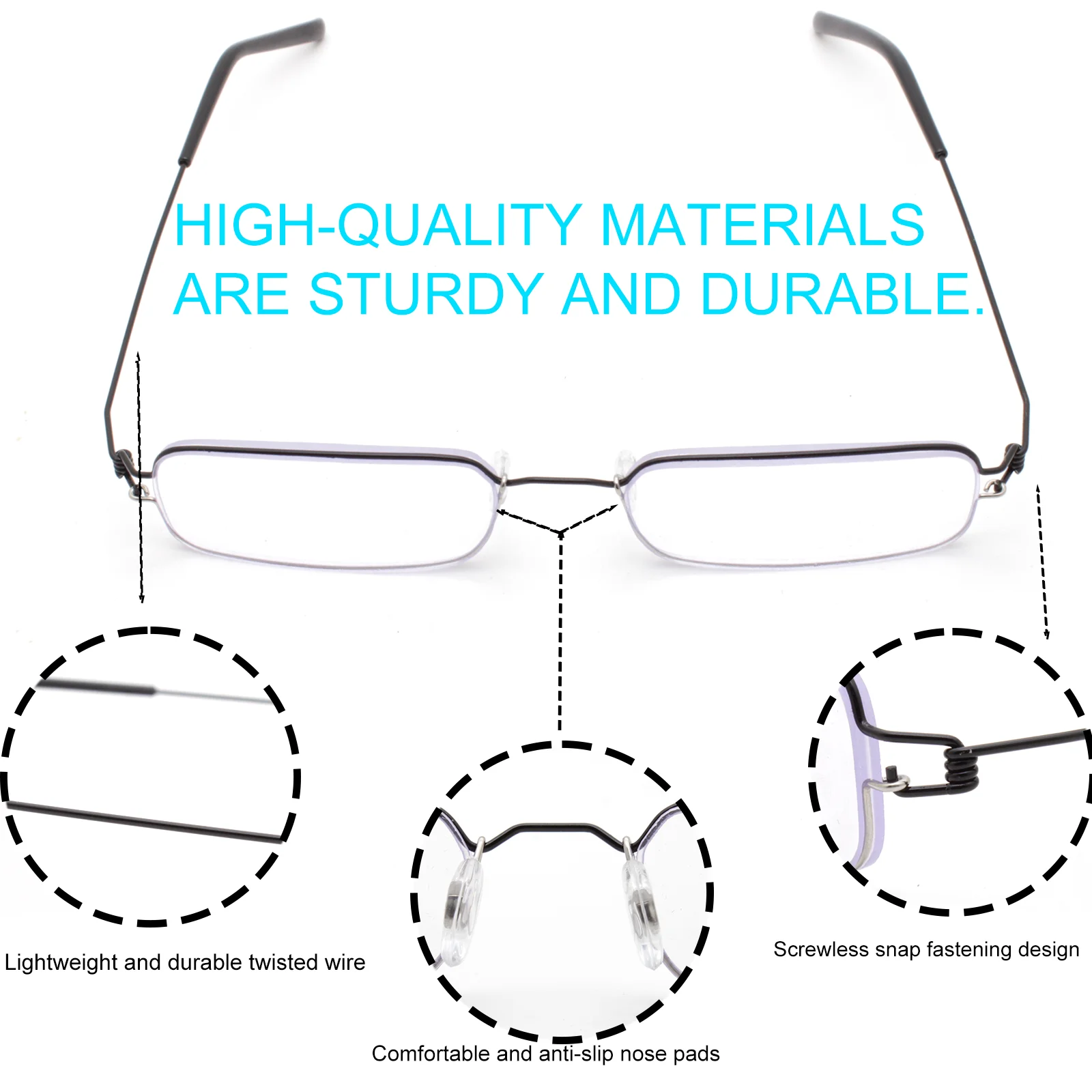 High-end ultra-light screwless design fine thread lightweight super elastic high-definition blue light blocking reading glasses