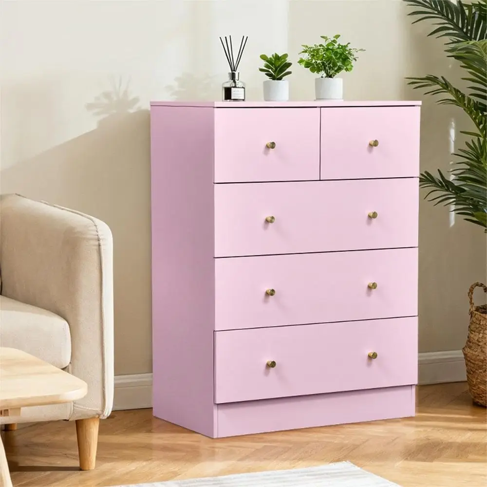 Pink 5 Der Drer or Bedroom,ern Deep Der Drer with Gold-Handle Design,Storage Wood Chest o Der,Storage Organizer urniture or Clos