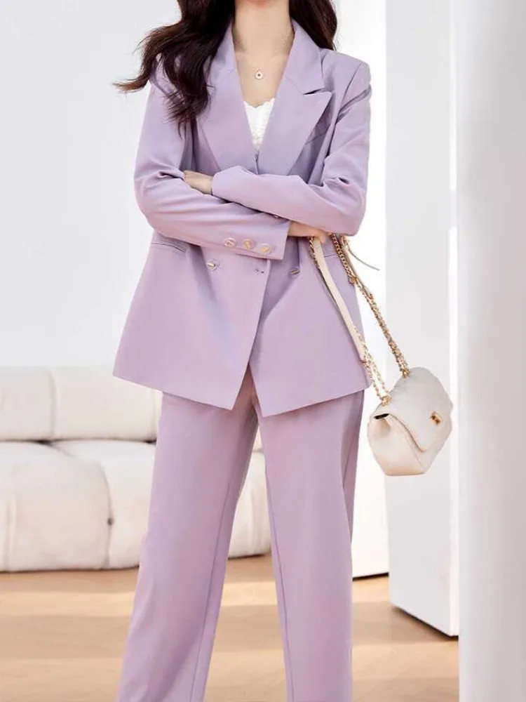 Blazer professionnel à manches longues et pantalon assressentipour femme, ensemble deux pièces, tenue de bureau, tenue de bureau, mode femme, tempérament, imbibé