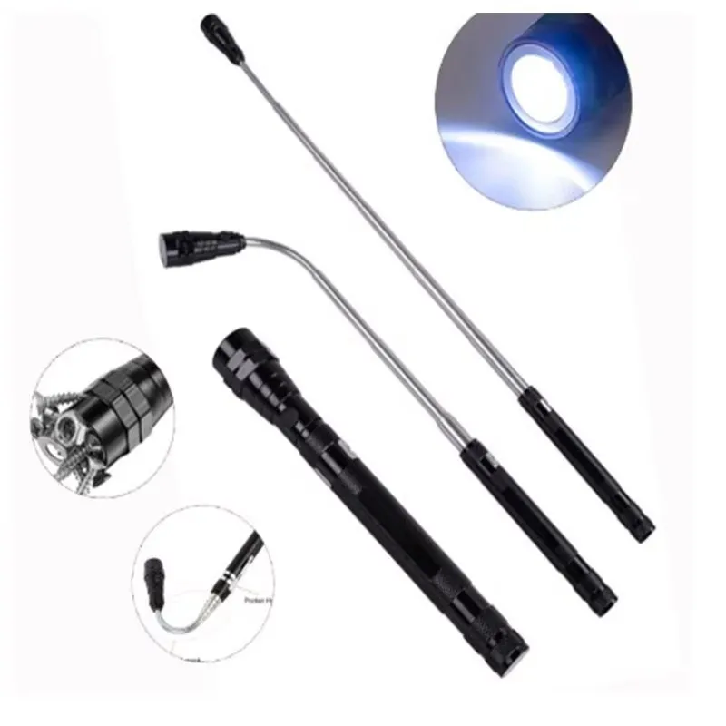 360 Degree Flexible LED Flashlight Magnetized Head Telescopic 3 LED Torch Flashlight Magnetic Pick Up Tool Lamp Light