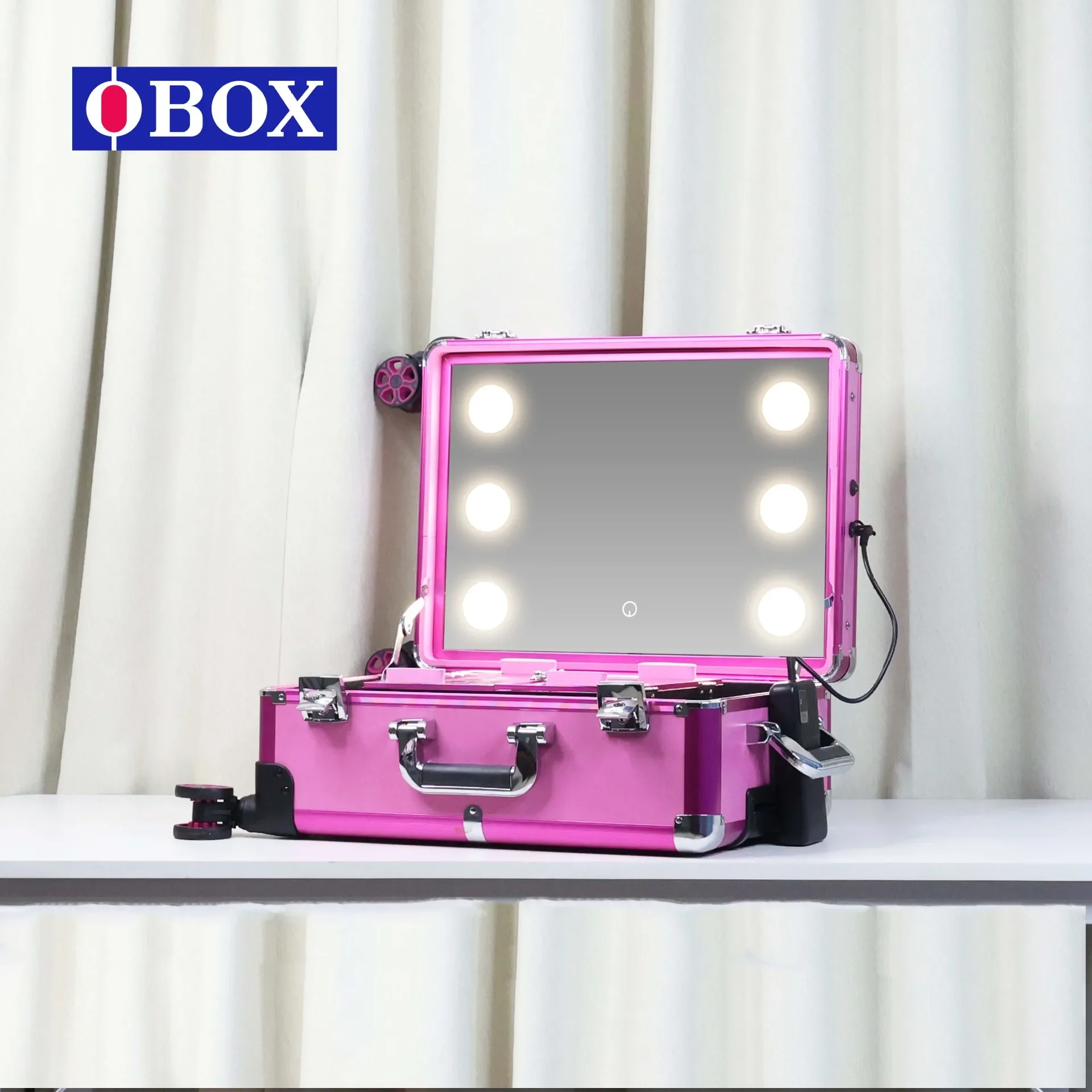 Obox cosmetic case with lamp, professional follow-up artist, makeup artist follow-up, portable, large-capacity, bracket-free cos