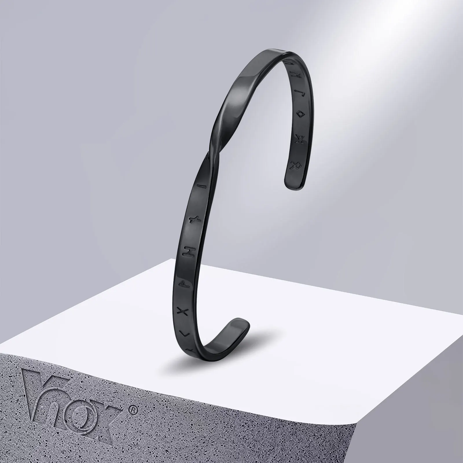 Vnox Men's Solid Metal Viking Twist Bracelets,Simple Mobius