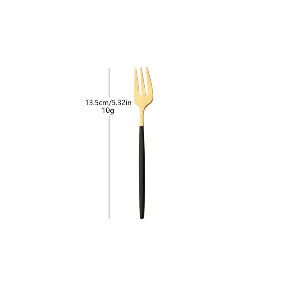 4Pcs Stainless Steel Tea Forks Black Gold Cake Fork Snack Salad Coffee Fruit Fork Mirror Cutlery Tableware Set Kitchen Utensils