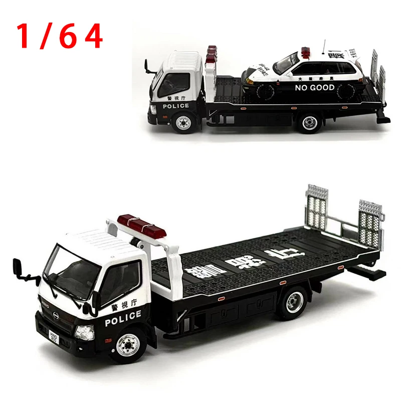 Diecast Model Car 1/64 Scale Nissan FAIRLAGY 240ZG HS30 Alloy Hino 300 Tow Truck Car Model Collection Toys for Boys