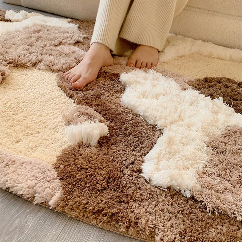 Moss Carpet Bedroom Floor Rug Washable Bedside Living Room Floor Foot Mat Blanket Plush Anti-Slip Special-Shaped Flocking Carpet