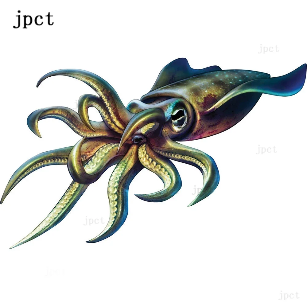 JP funny car decal for squid fishing creative color car motorcycle external accessories waterproof sticker16cmx16cm