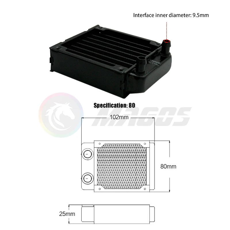 PC Wasserkühlung Kühler Aluminium für CPU GPU RAM Kühlkörper Austauscher Lüfter Kühler 60/80/90/120/240/360mm Schwarz/Weiß