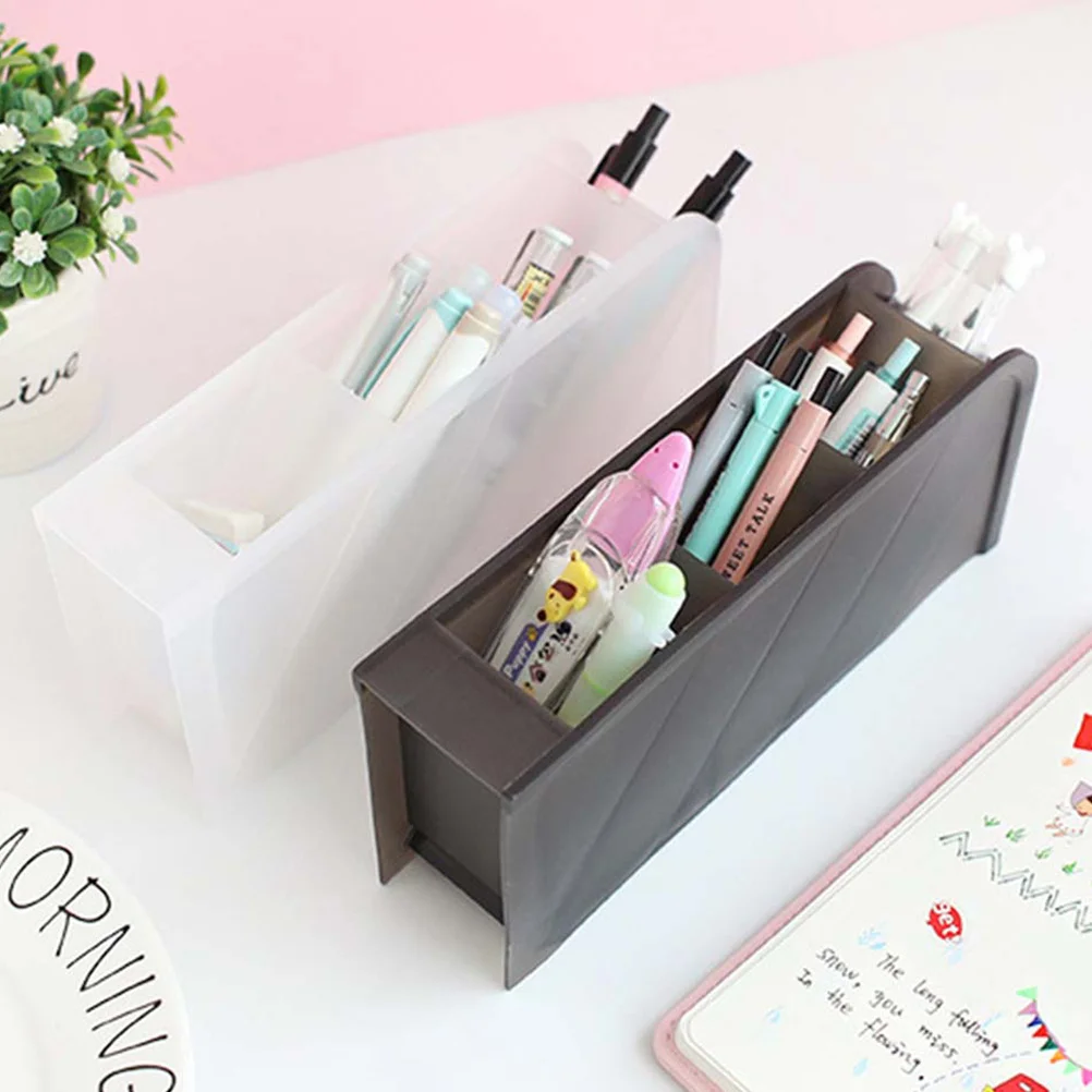 

5Pcs Desktop Stationery Organizer Multifunctional Pen Holder Storage Box White Includes Oblique Insert Cylinder for Home Office
