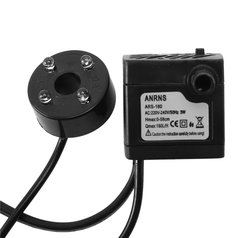 3X 3W Submersible Water Pumps With 4-LED Light Pump Aquarium Fountain Fish Pond Tank EU Plug