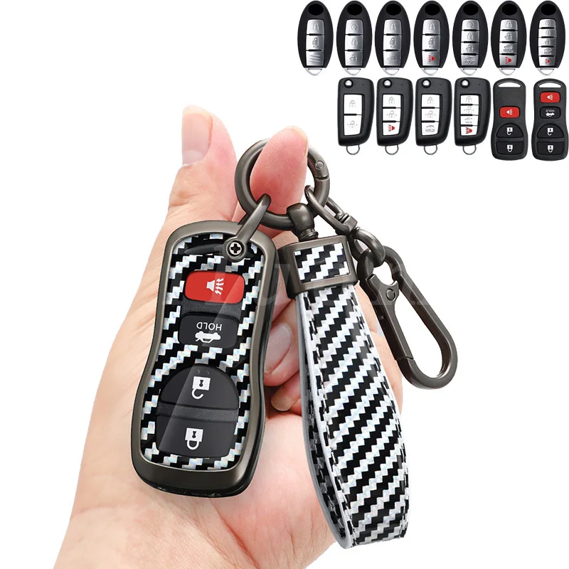 

Zinc Alloy + PU Leather Car Key Fob Cover Case For Nissan Tiida Sentra X-trail T30 Altima Frontier Armada Maxima Infiniti JA60