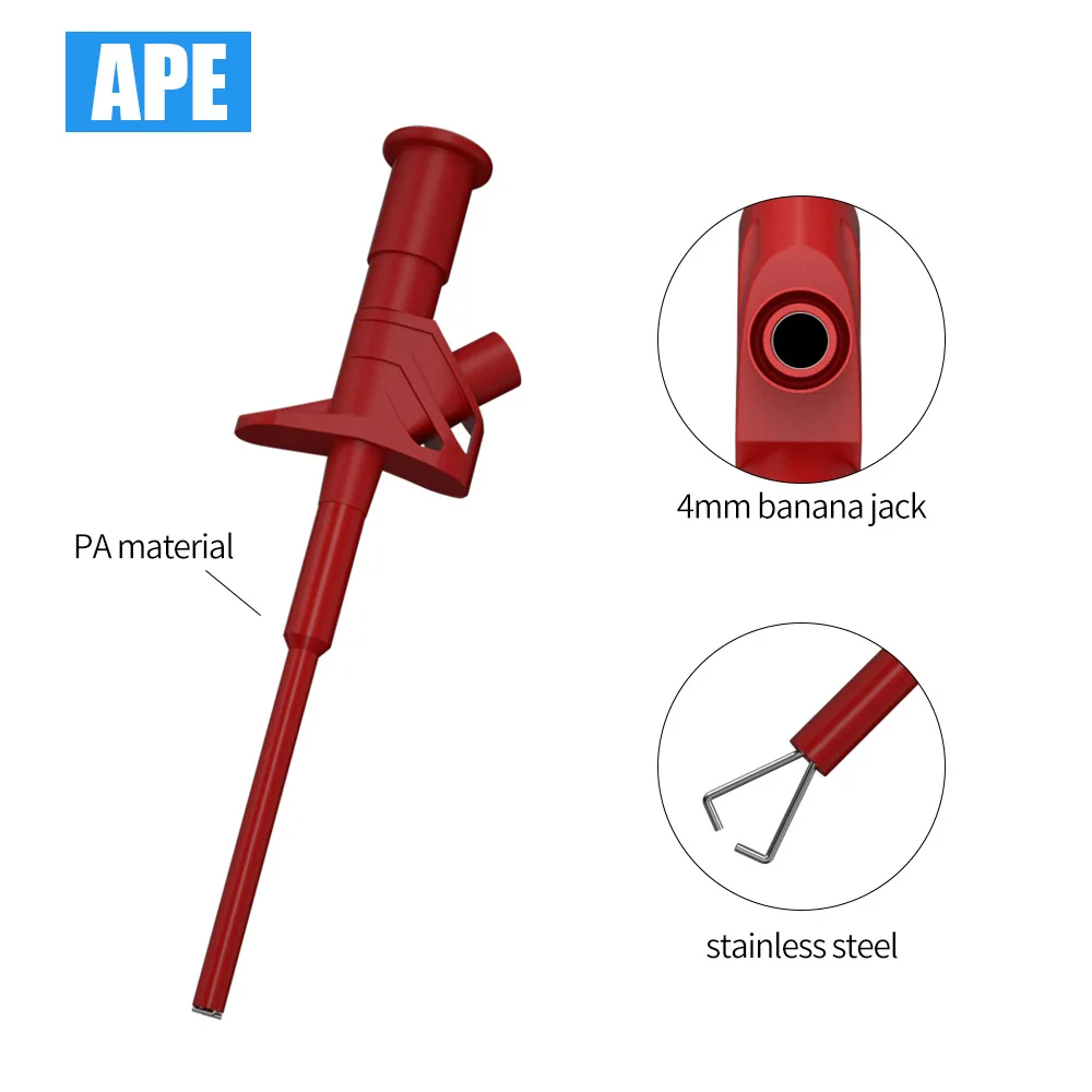 Imagem -02 - Quick Test Hook Clip Alta Tensão Isolada Sonda de Teste Flexível Vermelho e Preto mm Banana Socket Profissional Pcs