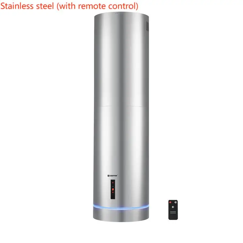 黒円形アイランドレンジフードサイレント排煙フードコラム天井吊り下げトップ煙突キッチン調理器具用