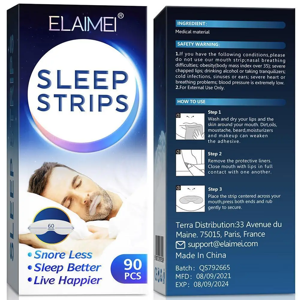 90pcs Mouth Tape Sleep Strip For Anti-snoring Mouth Breathing Tape To Improve Sleep Mouth Stickers For Snoring Lip Patch