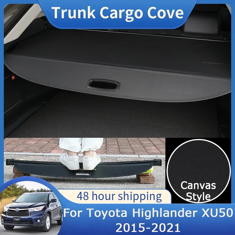 For Toyota Highlander Kluger XU50 2015 2016 2017 2018 2019 2020 2021 Beige Car Rear Trunk Cargo Cover Retractable Curtain Shade