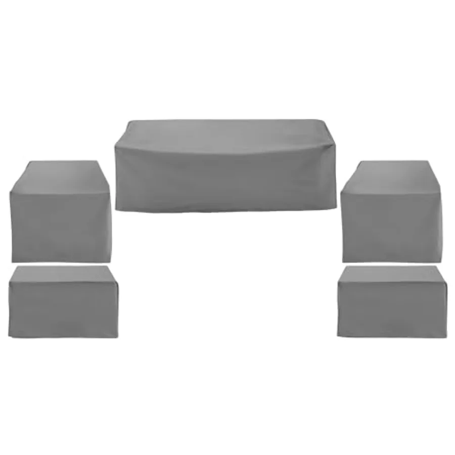 Patio Furniture Covers, Waterproof 5-Piece Cover Set for Outdoor Chairs, Sofa, Ottomans, Gray