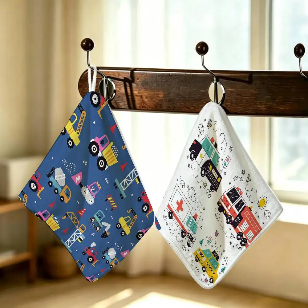 ART Transportation Cars Truck Boat Racing Hanging Style Hand Wiping Towel Polyester Cotton Anti-fade For Indoor Kitchen Room