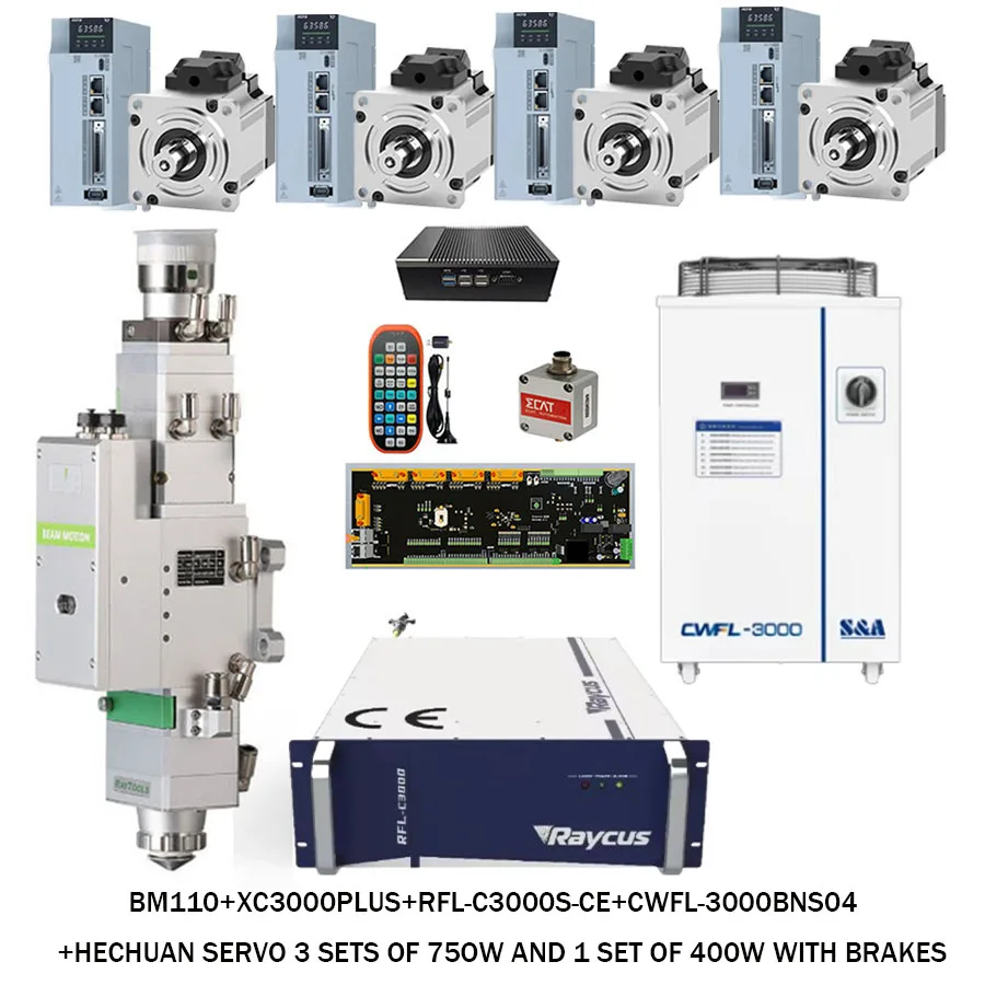 Raytools fiber laser head BM110 XC3000PLUS 1500W 2000W 3000W laser source Hechuan servo water cooler fiber laser cutting accesso