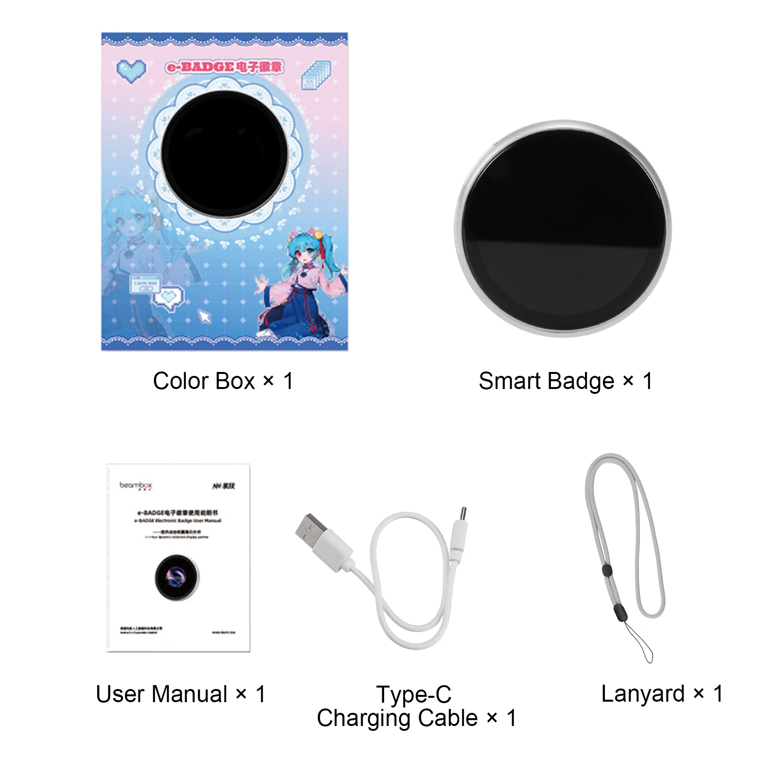 

Dynamic Smart Display Screen Tag Pins 1.85-In IPS Magnetic Adsorption Animation Badge Type-C Charging Gift for Friends