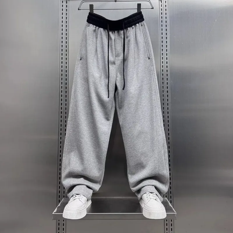 

Autumn Winter New Style Sweatpants Contrasting Colors Loose Trendy Brand Splicing Men's Straight Casual Pants Wide Leg Pants