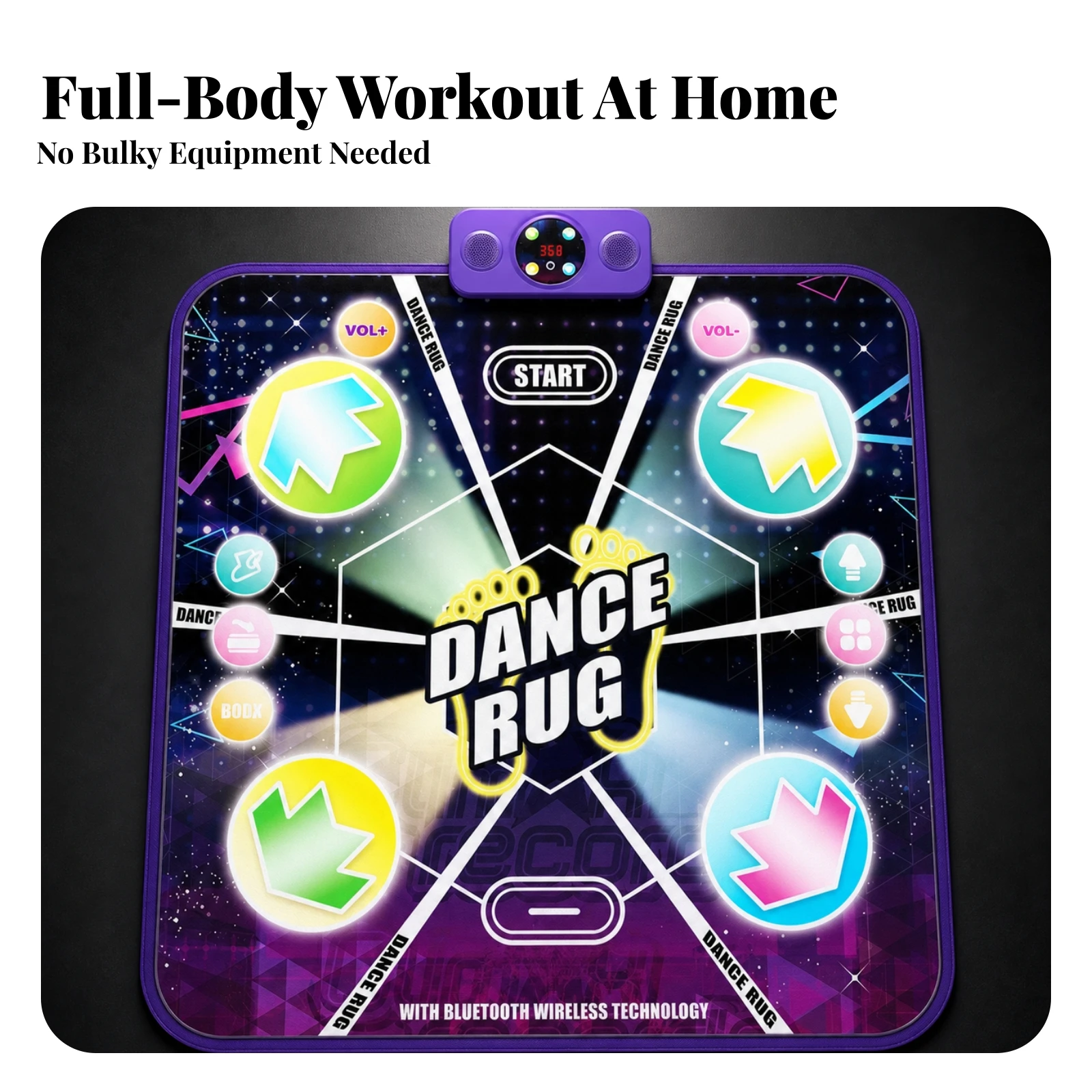 Music Dance Mat Non-Slip Dance Pad with Console Rhythm Practice Mat Durable Toy Wireless for Families, Game Rooms, Playrooms