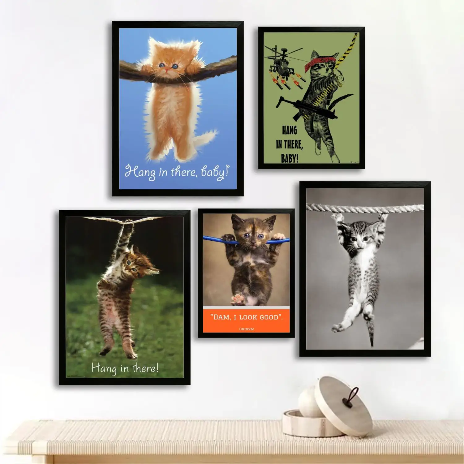 hang in there baby cat pet Canvas Art Poster, Wall Art, Picture Print, Modern Family, Bedroom Decor, Posters,Decorative painting