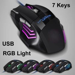 G6 USB Wired Gaming Mouse RGB Backlit Ergonomic Game USB Mouse 2400 DPI Adjustable 7 Keys 7 Color For Notebook Laptop Desktop Ac