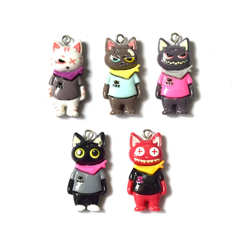 10Pcs Cute Pirate Kitten Charms Cartoon Resin Pendant For Making Diy Necklace Earrings Keychain Handmade Accessories Supplies