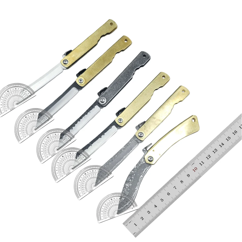 سكين جيب صغير قابل للطي، مقابض نحاسية بشفرة تانتو سكاكين فواكه للتخييم، أدوات البقاء على قيد الحياة، سكاكين الصيد، سكين حمل يومي #6