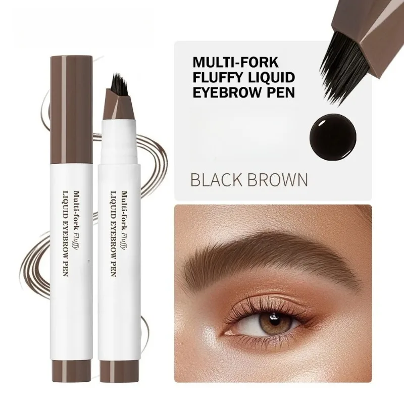 4D 眉毛ペン長持ちマルチフォーク液体ファインスケッチタトゥー眉防水正確なメイクアップツール