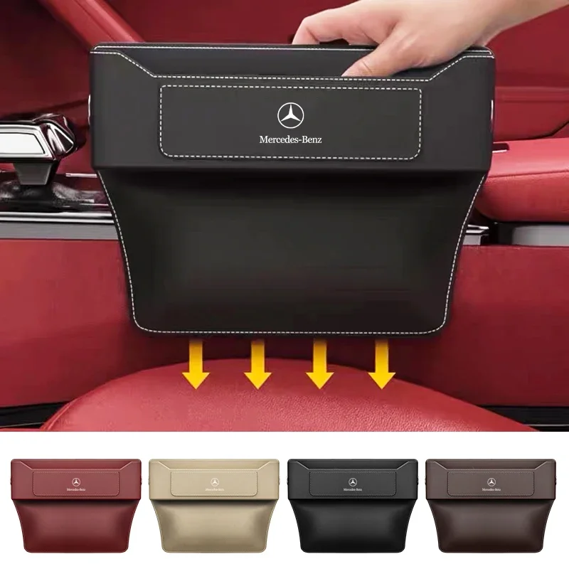 Leather Car Seat Gap Organizer Crevice Filler Storage Box Pocket For Benz W211 W124 W176 W177 C180 C200 C260 C300 GLC CLE CLA 