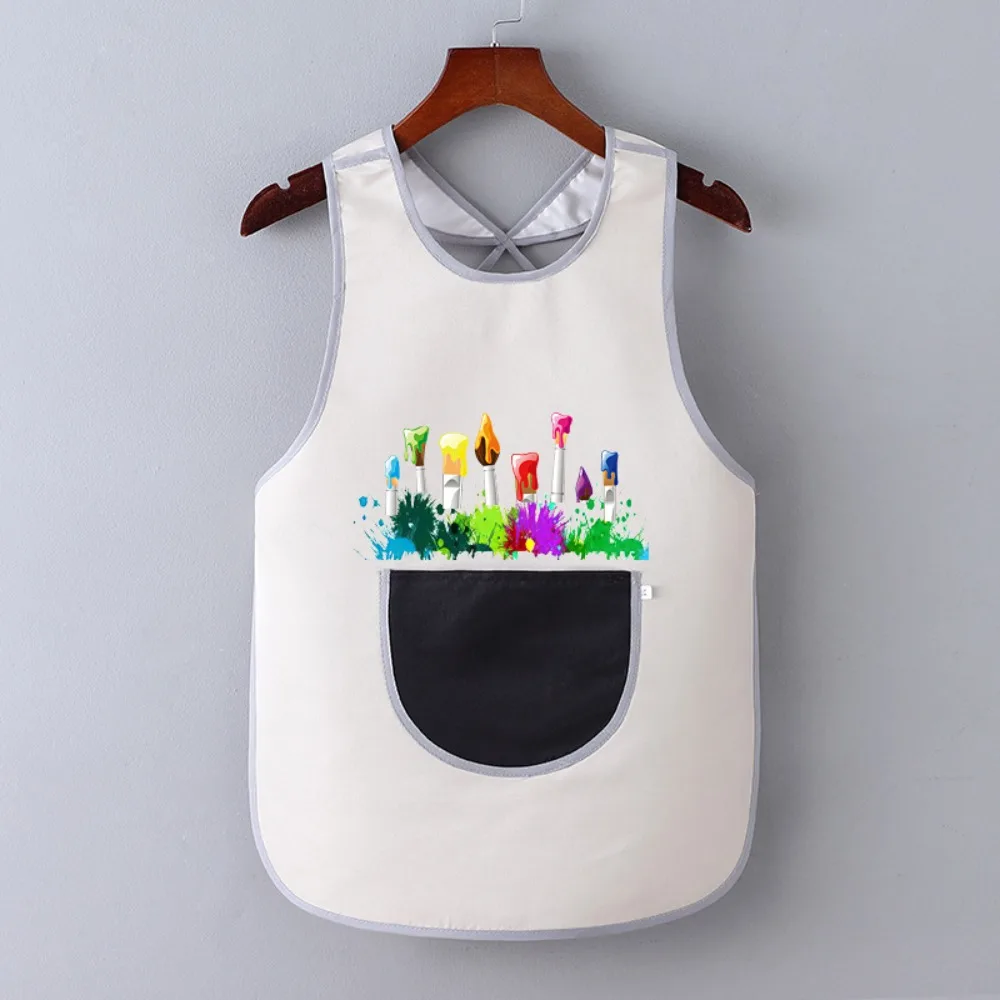 Reverse Dressing No Tie No Sleeveless Painting Apron Easy Clean Drawing Dressing Kitchen Apron Waterproof Baking Bibs