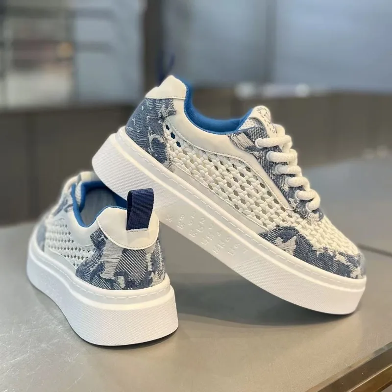 Men's Anti Slip Casual Shoes 2026 Summer Breathable Woven Mesh Platform Sole Daily Streetwear All-mat Skate Footwear
