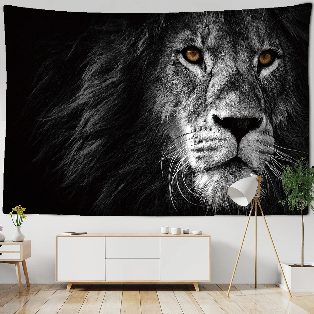 Steppe lion tapestry African savannah animals wall hanging tapestry bedroom dormitory wall blanket decoration tapestries