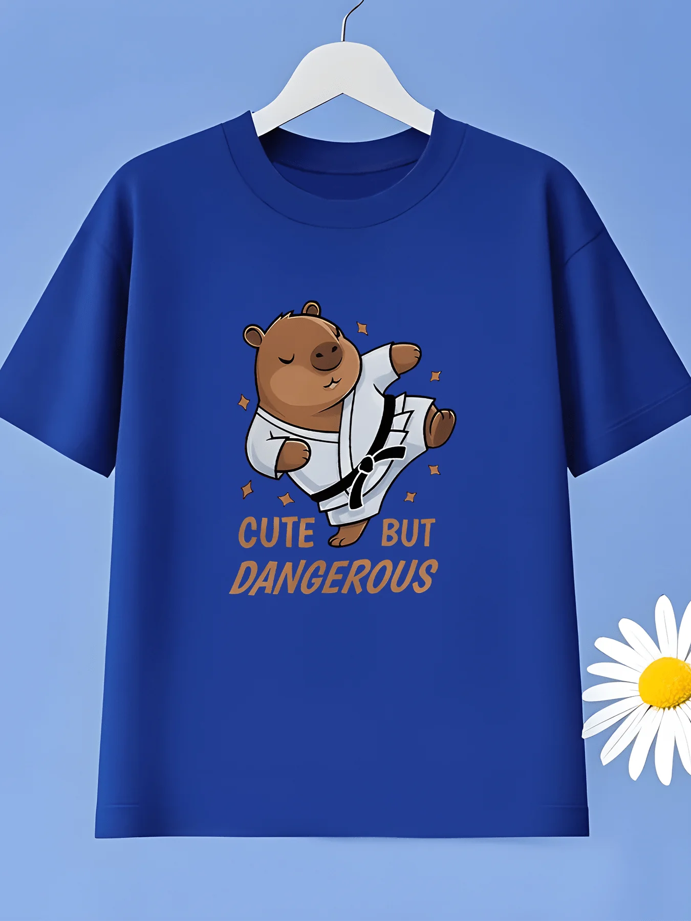Kids T Shirt Cute Capybara Karate Graphic Boys Girls Tee Cute But Dangerous Crew Neck Soft Cotton Short Sleeve For Kids Wear