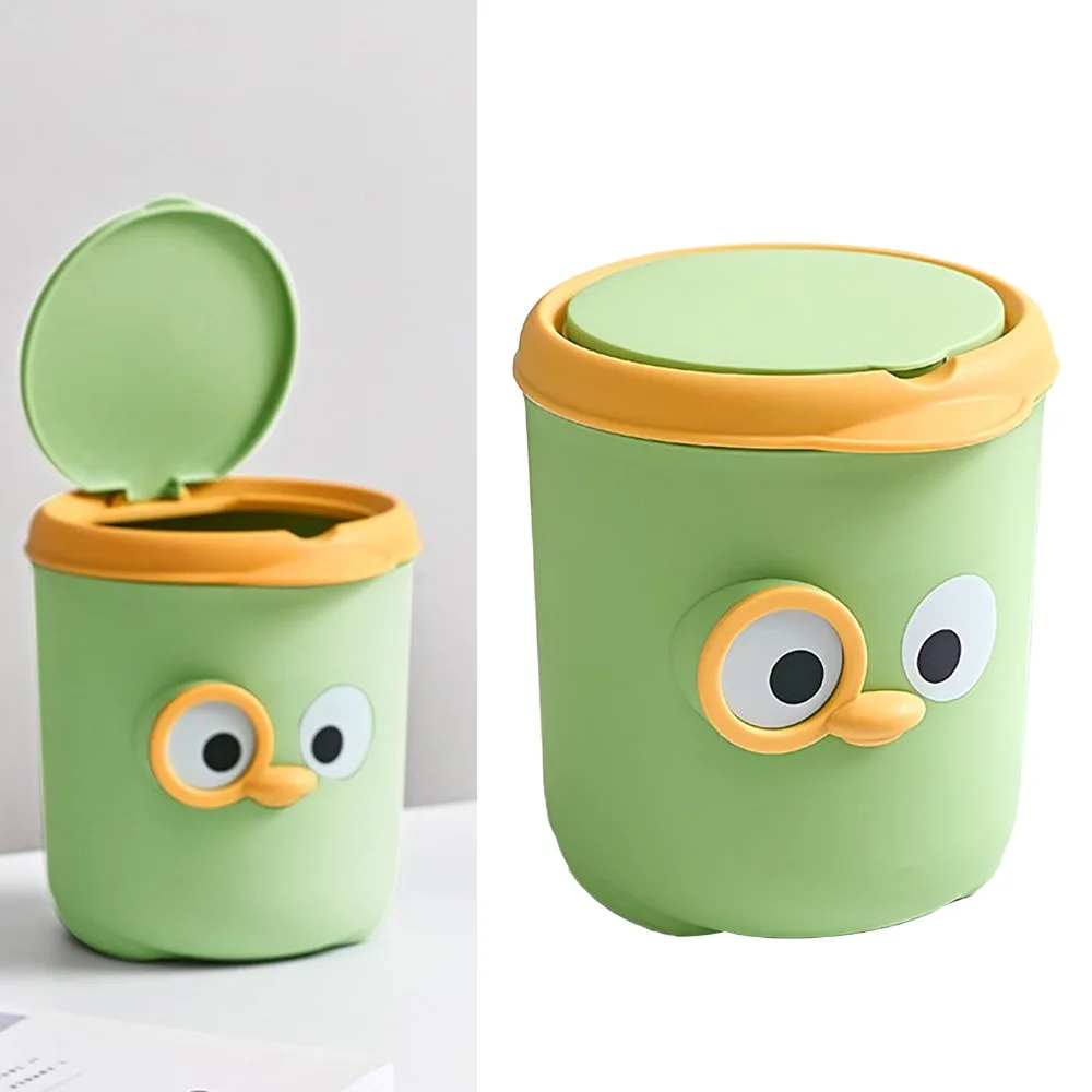 Portable With Lid Desktop Trash Can Dual-Use Function Cute Desktop Waste Basket Storage Organizer Storage Organizer Bedside