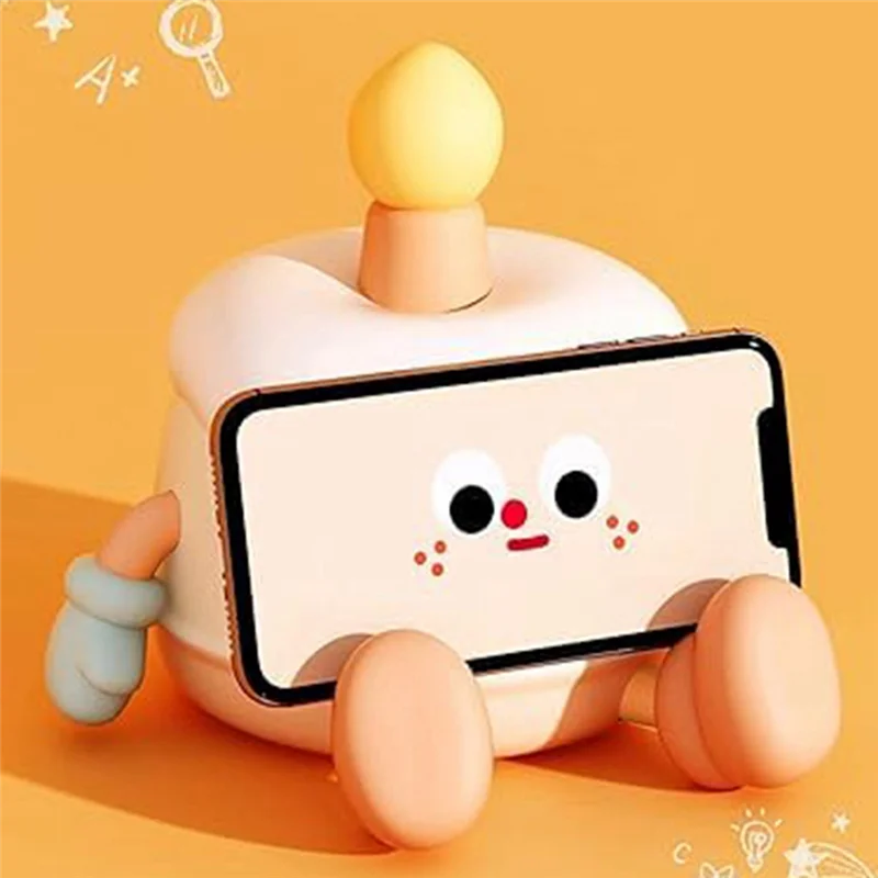 

ABUP-Adorable Rechargeable LED Night Lamp For Kids Bedrooms Soft Silicone Touch Lamp With Warm Light Birthday Cake Design Durabl