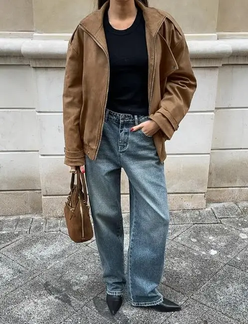 Autumn and Winter 2025 New Brown Loose Retro Fashion Casual Jacket for Women,flip Collar Fashion High Street Zipper Loose Jacket