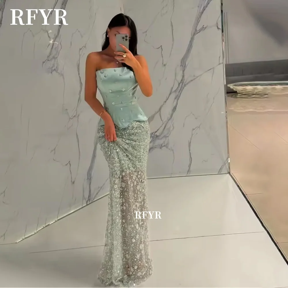 

RFYR Beaded Evening Dresses Glitter Prom Dress Sheath Party Dress for Women Sexy Sequined فساتين مناسبة رسمية Dress Customized