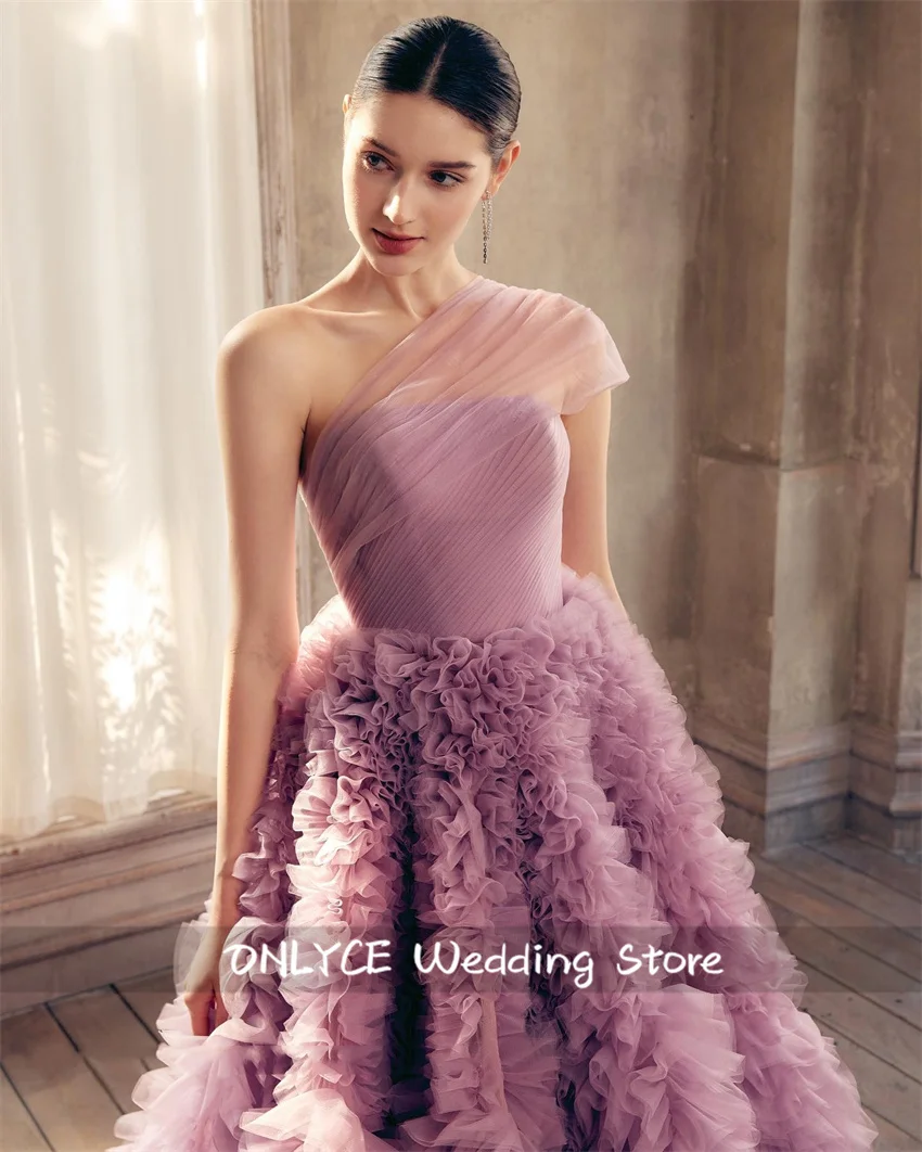 럭셔리 더스트 핑크 볼 가운 이브닝 드레스 2025 졸업 파티 드레스 푹신한 프릴 생일 파티 가운 맞춤형 맞춤형