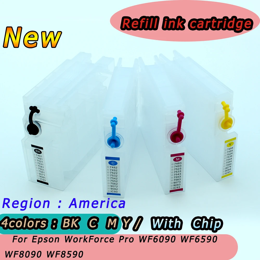 America   748 748XXL Refill Ink Cartridge with Chip for Epson WorkForce Pro WF6090 WF6590 WF8090 WF8590 Printer